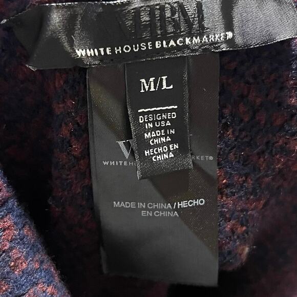 White House Black Market Ombré Draped Neck Poncho Sweater Wind Wine Sz M/L Wool - Picture 6 of 7